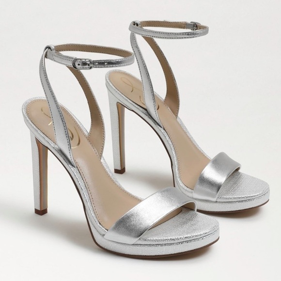 Sam Edelman Jade soft silver leaf ankle strap sandals Sz 10.5 heels new - Picture 6 of 13